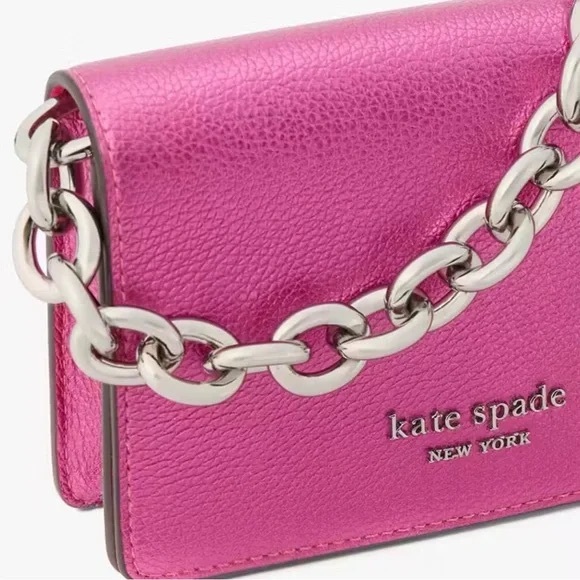 Kate Spade Bikini Pink Dual Chain Card Case Crossbody - Picture 4 of 7
